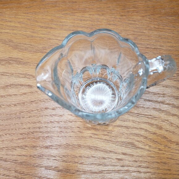 Vintage Pressed Glass Creamer Small Pitcher Scalloped Rim Paneled Design 4” - Picture 6 of 7
